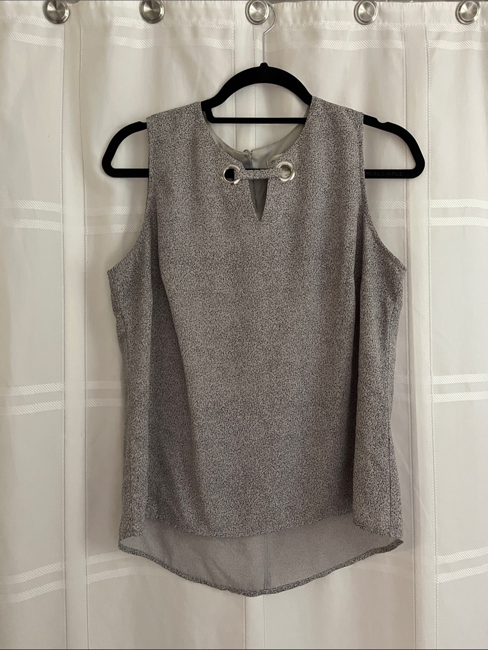 Christopher & Banks Sleeveless Silver Keyhole Top